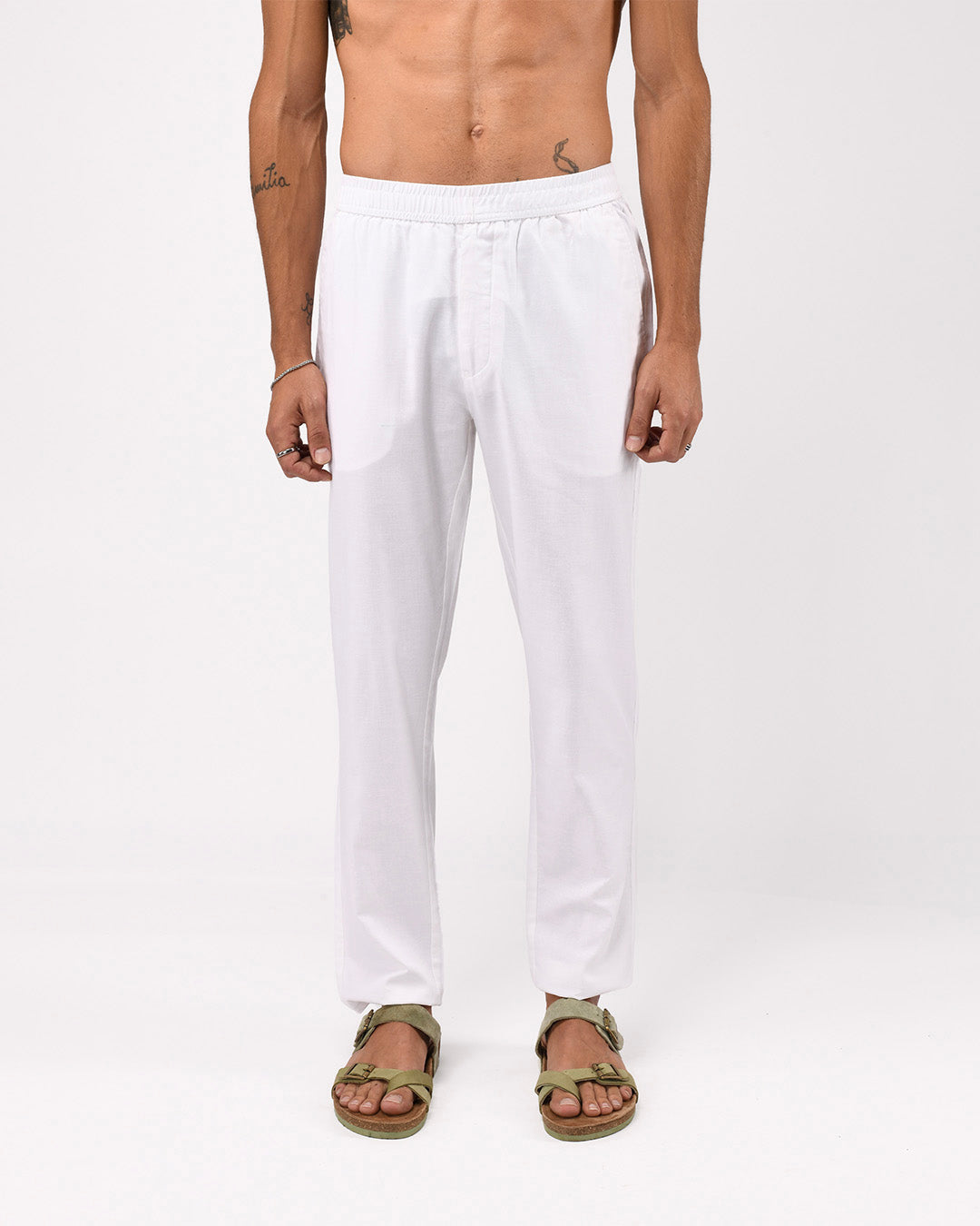 Linen Fused Tailored Pant In White