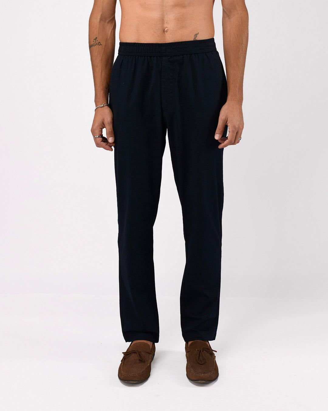 Linen Fused Tailored Pant In Navy