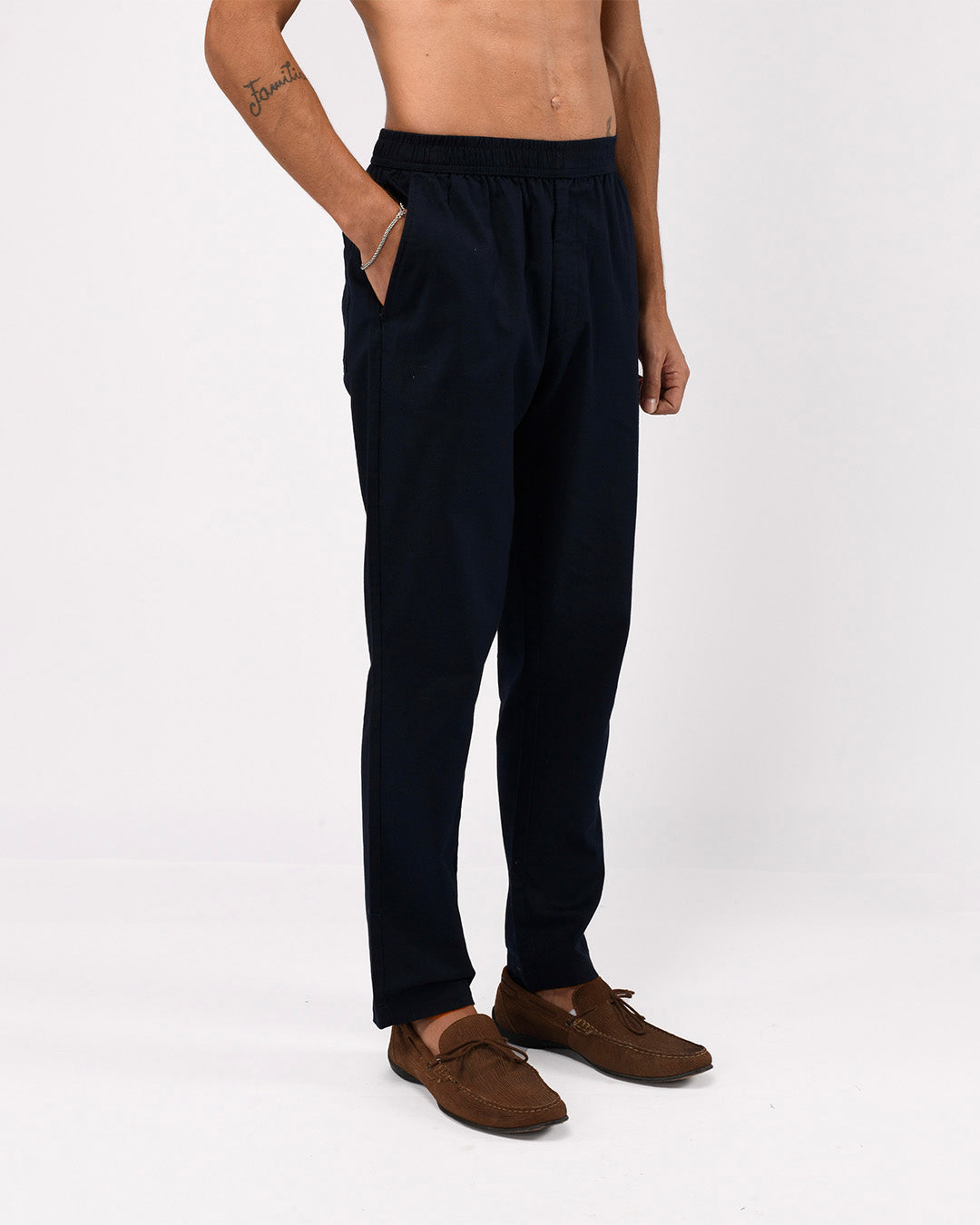 Linen Fused Tailored Pant In Navy