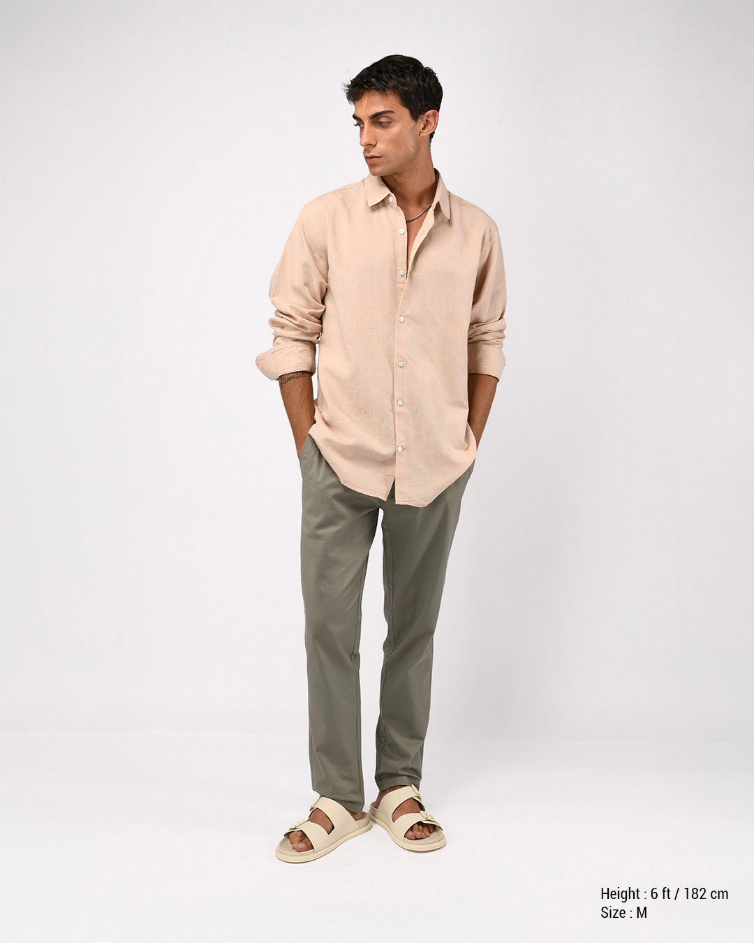 Linen Fused Tailored Pant In Green