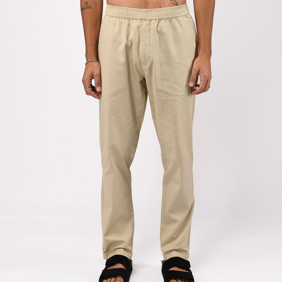 Linen Fused Tailored Pant In Beige