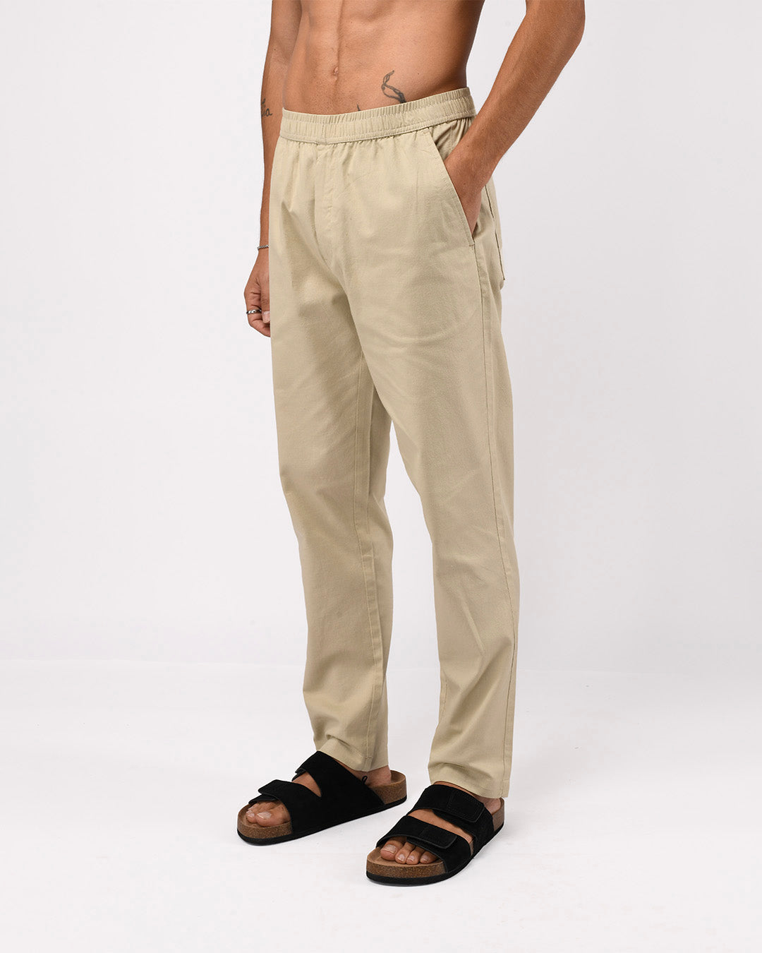 Linen Fused Tailored Pant In Beige