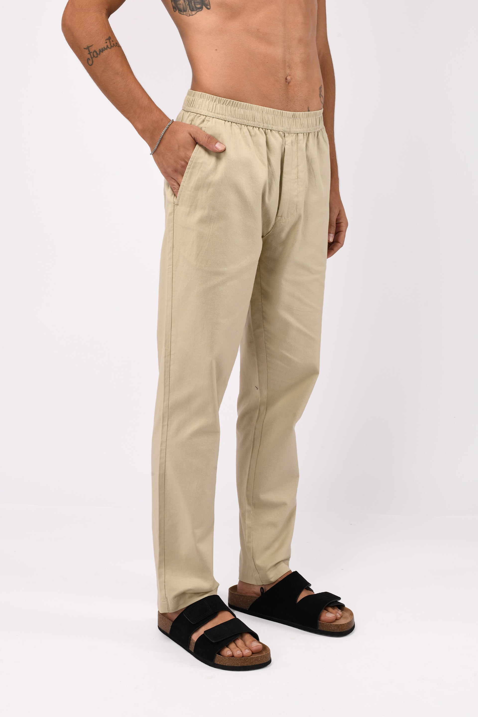 CLASSIC FUSED TAILORED LINEN PANTS