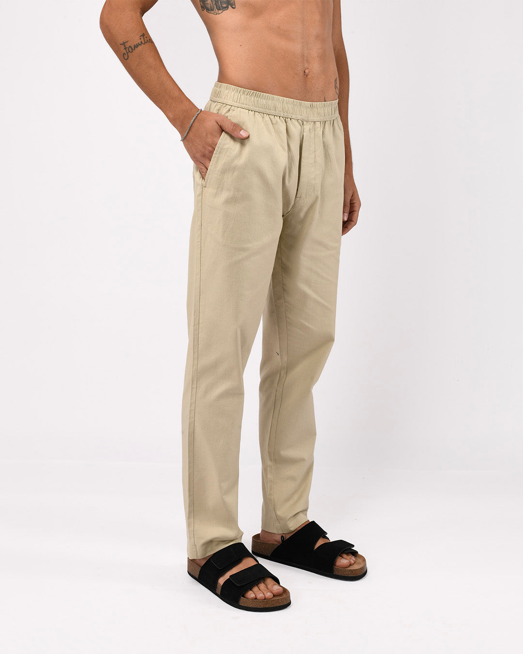 Linen Fused Tailored Pant In Beige