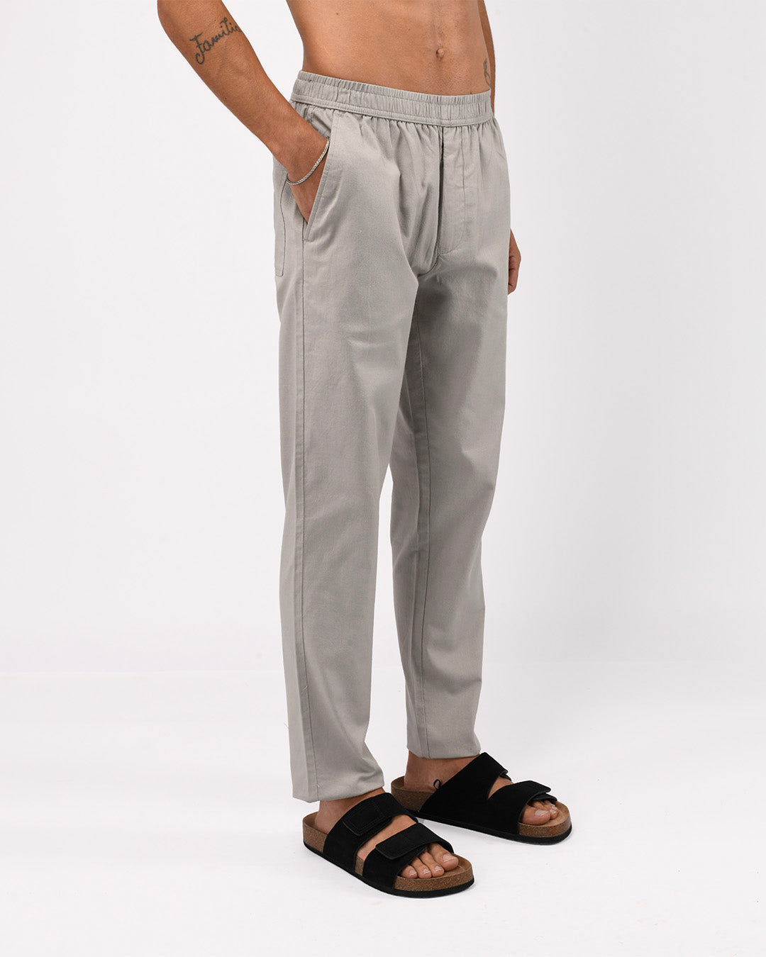 Linen Fused Tailored Pant In Grey