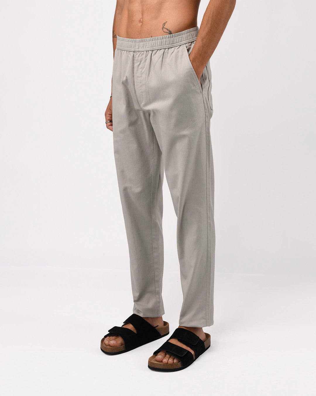 Linen Fused Tailored Pant In Grey