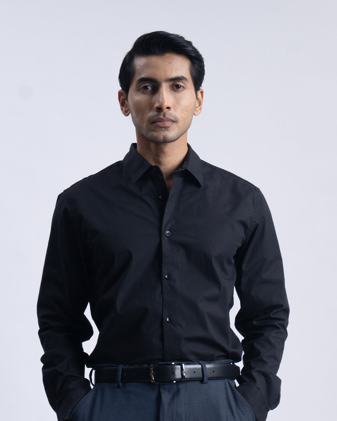 Featherlite Stretch Cotton Shirt In Black