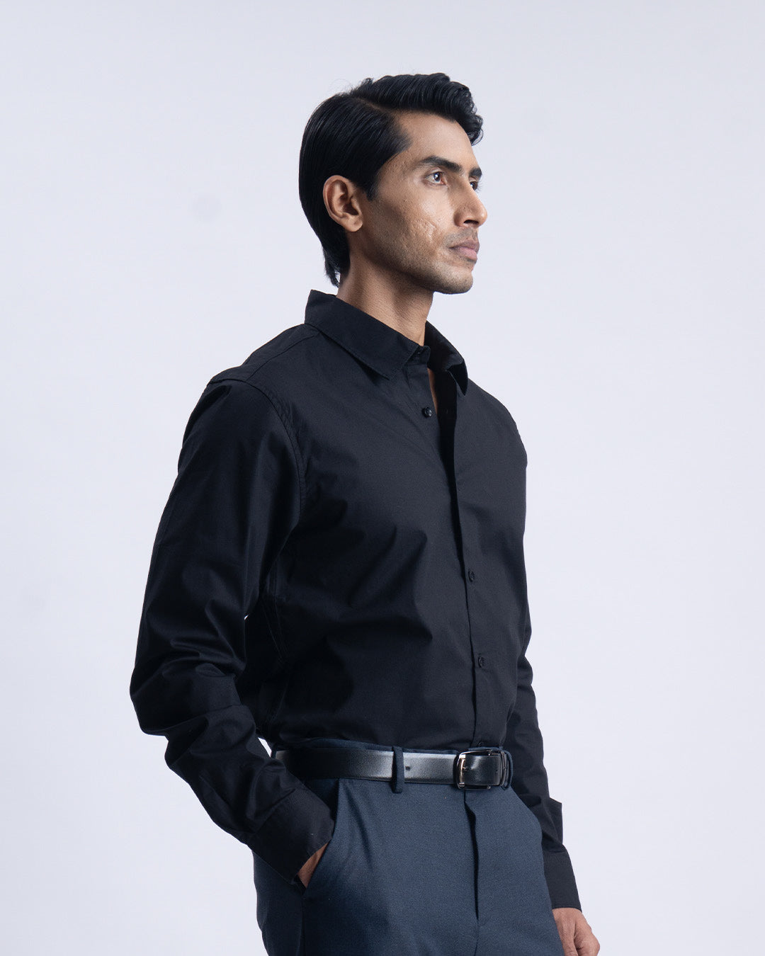 Featherlite Stretch Cotton Shirt In Black