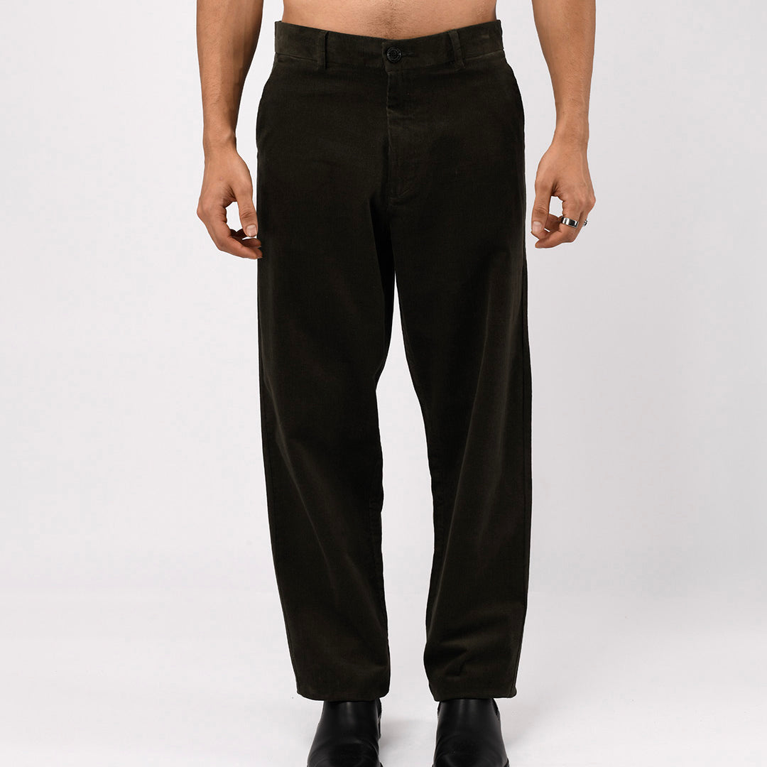 Soft Corduroy Relaxed Pants In Olive