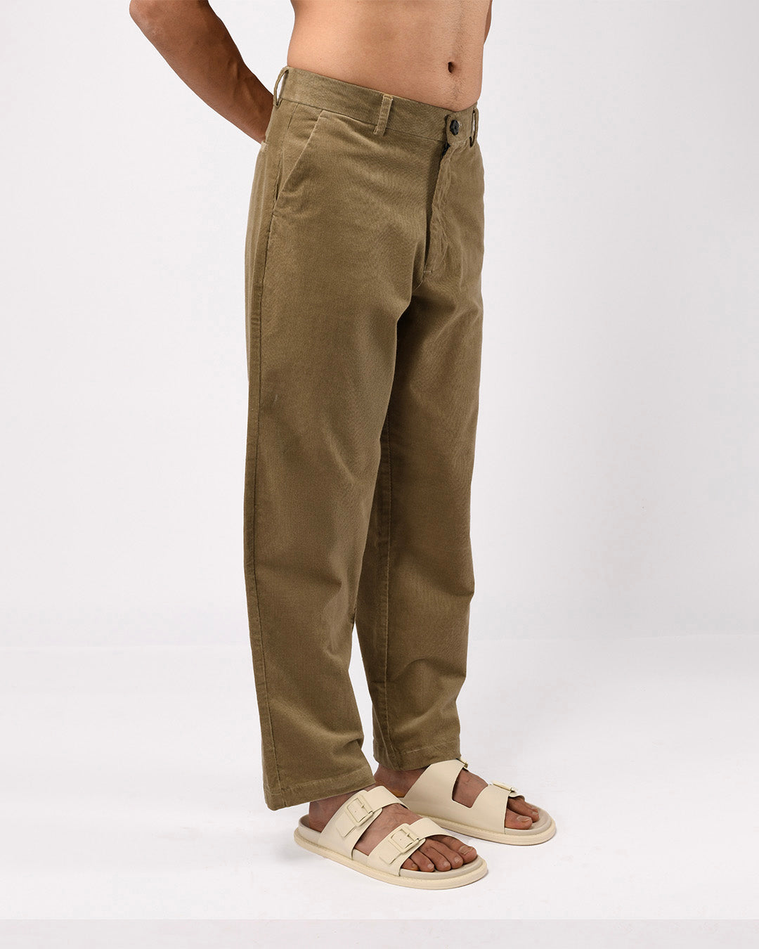 Soft Corduroy Relaxed Pants In Beige