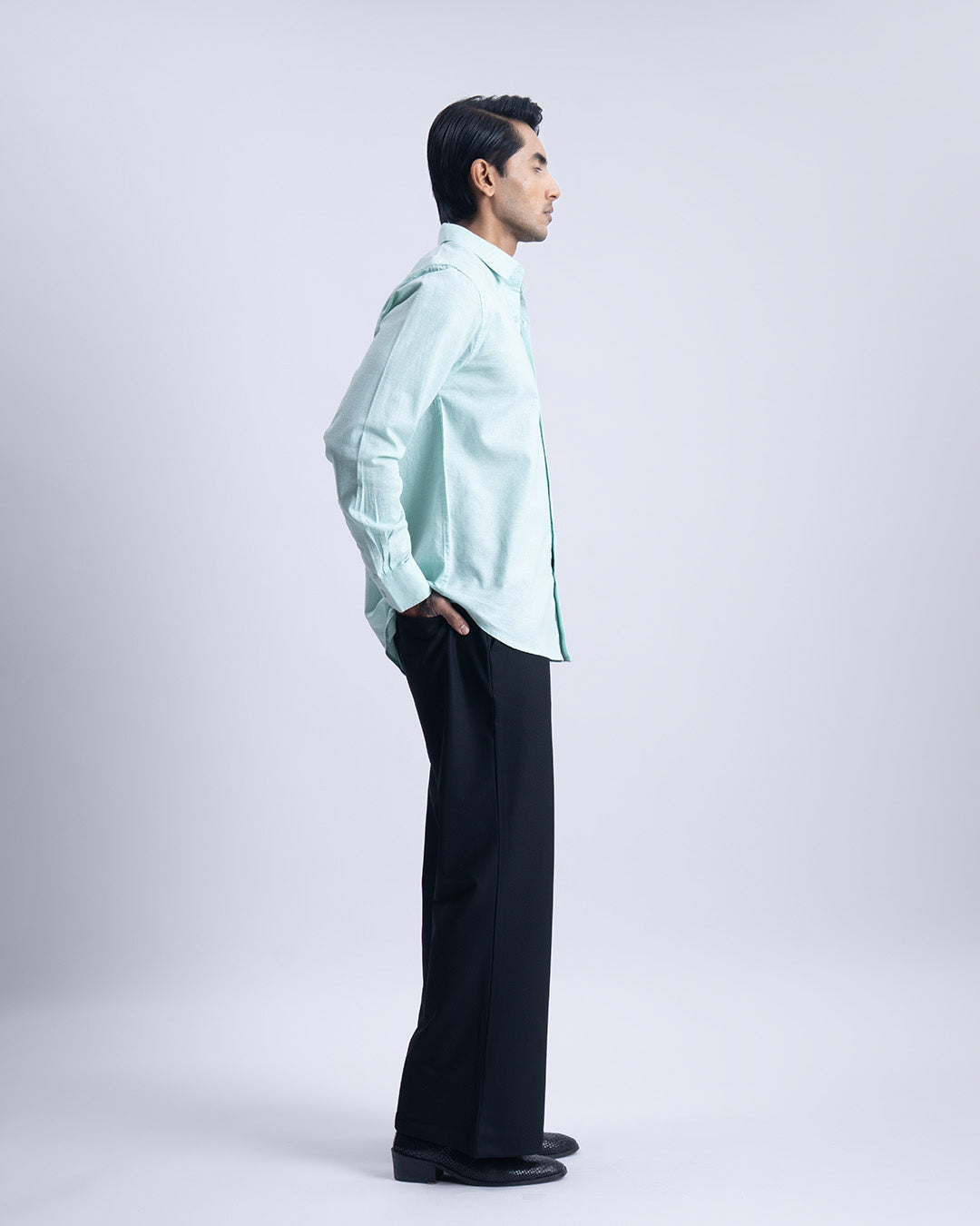 Linen Cotton Quiet Craft Shirt In Mint Green