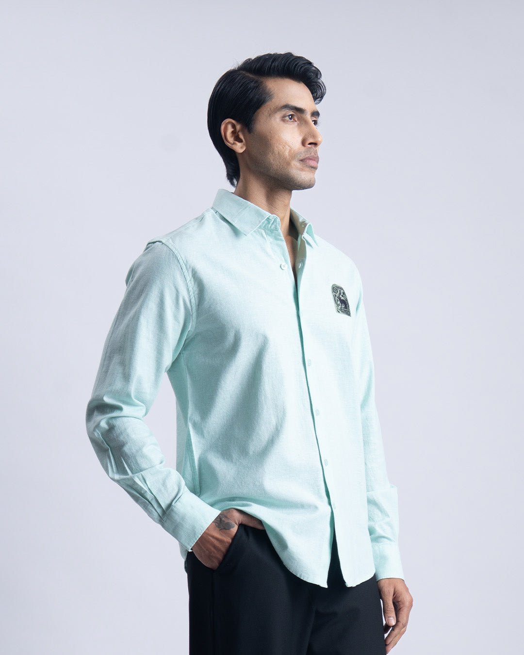 Linen Cotton Quiet Craft Shirt In Mint Green
