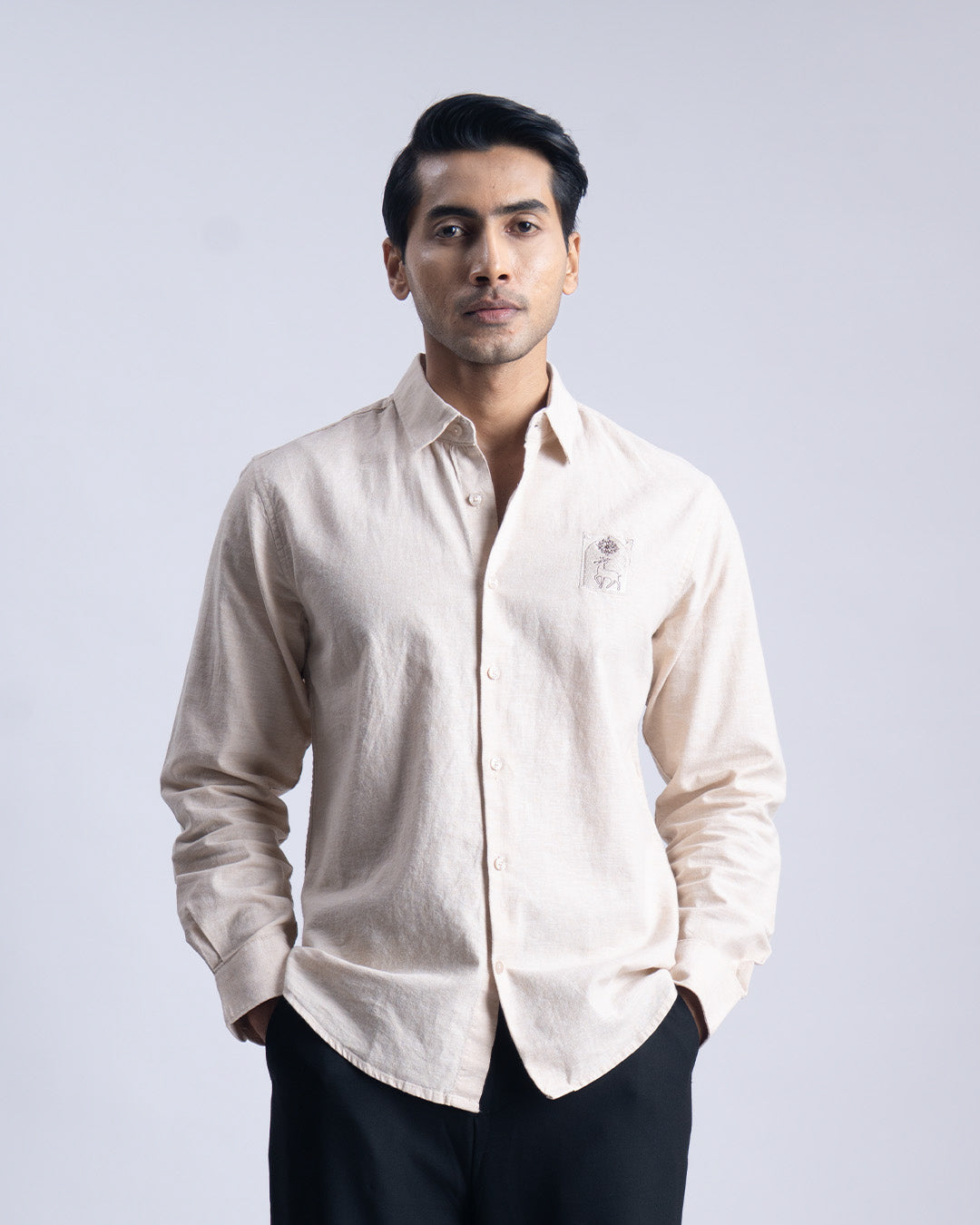 Linen Cotton Quiet Craft Shirt In Beige