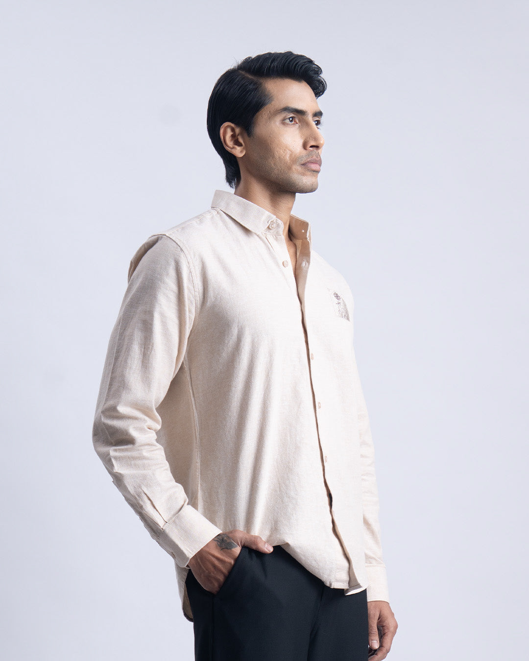 Linen Cotton Quiet Craft Shirt In Beige