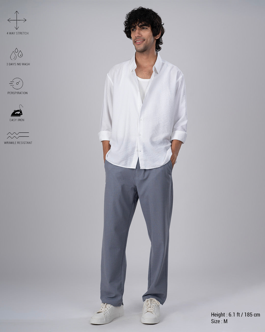 Easy Iron Striped Flexiwaist Relaxed Trouser In Blue