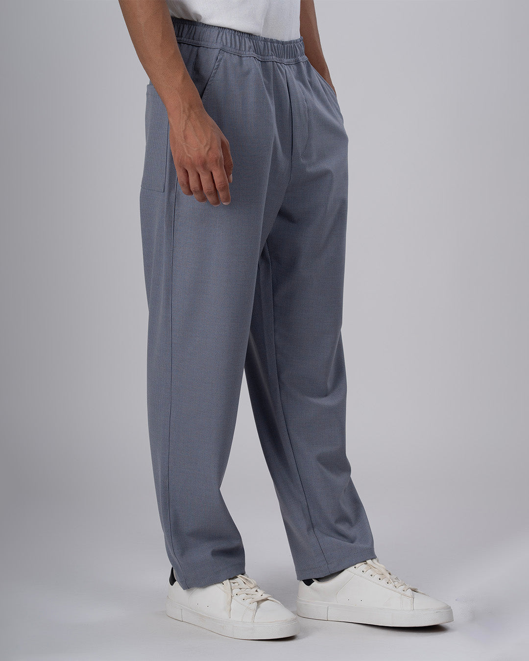 Easy Iron Striped Flexiwaist Relaxed Trouser In Blue