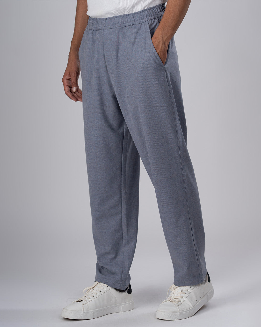 Easy Iron Striped Flexiwaist Relaxed Trouser In Blue
