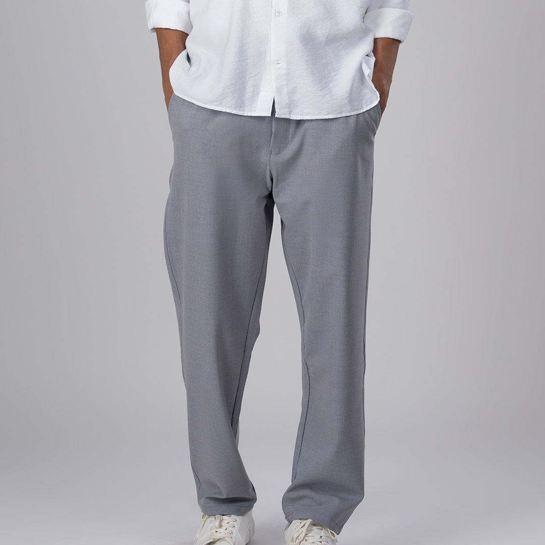 Easy Iron Striped Flexiwaist Relaxed Trouser In Light Blue