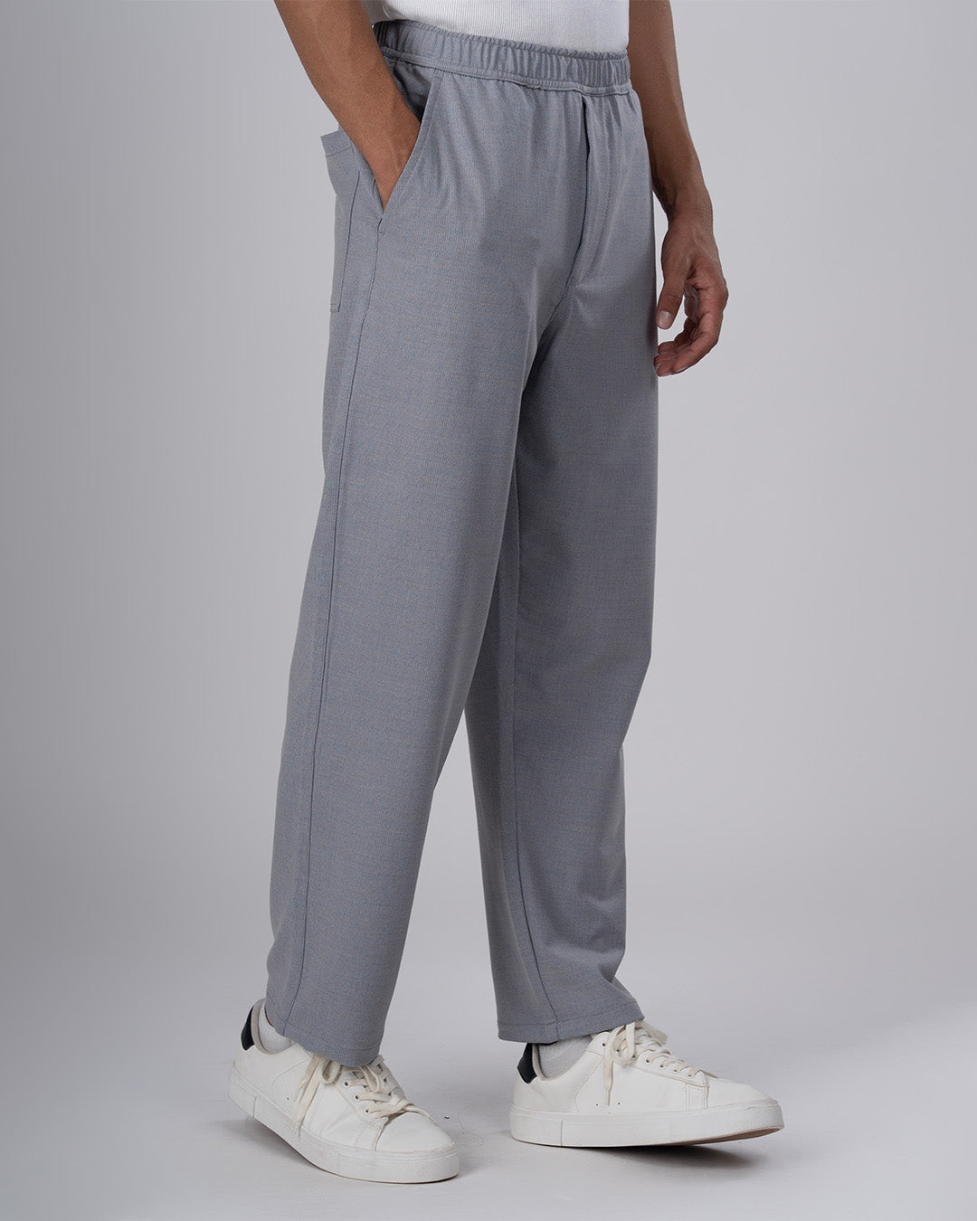 Easy Iron Striped Flexiwaist Relaxed Trouser In Light Blue