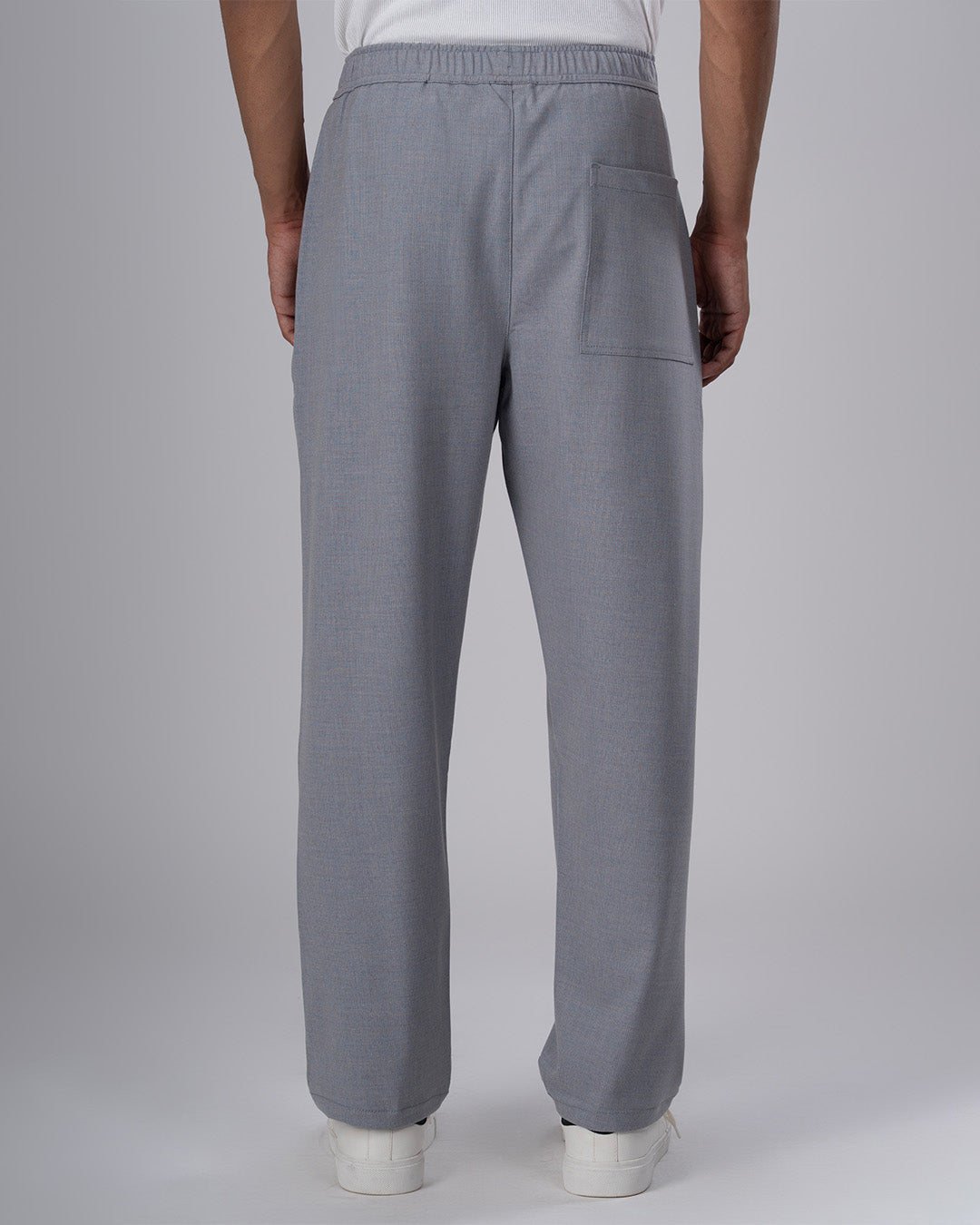 Easy Iron Striped Flexiwaist Relaxed Trouser In Light Blue