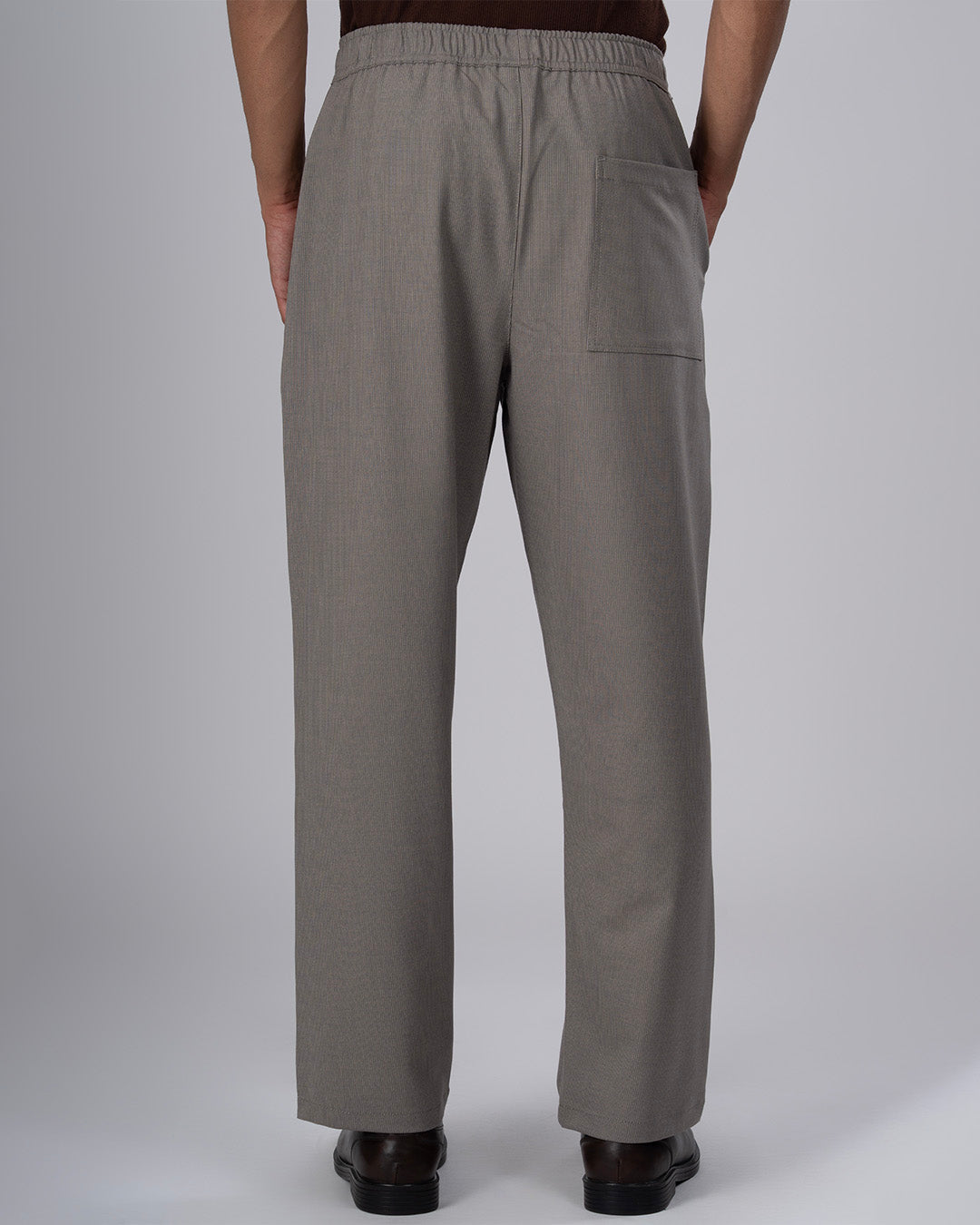 Easy Iron Striped Flexiwaist Relaxed Trouser In Beige