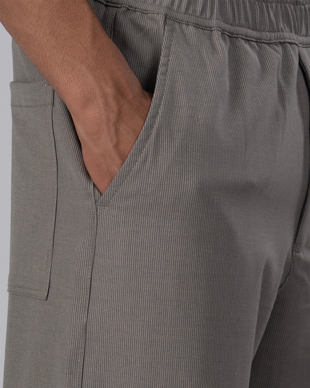 Easy Iron Striped Flexiwaist Relaxed Trouser In Beige