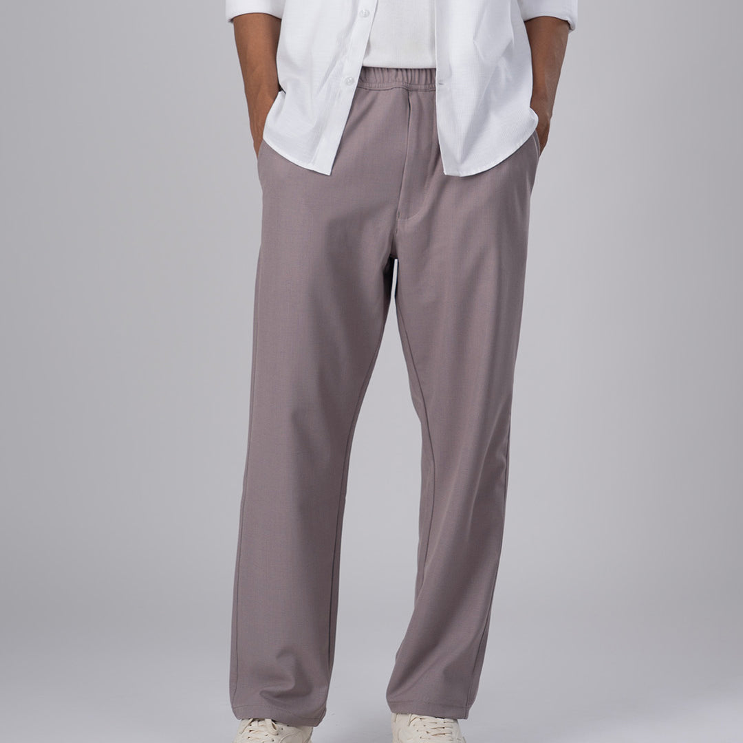 Easy Iron Striped Flexiwaist Relaxed Trouser In Pink