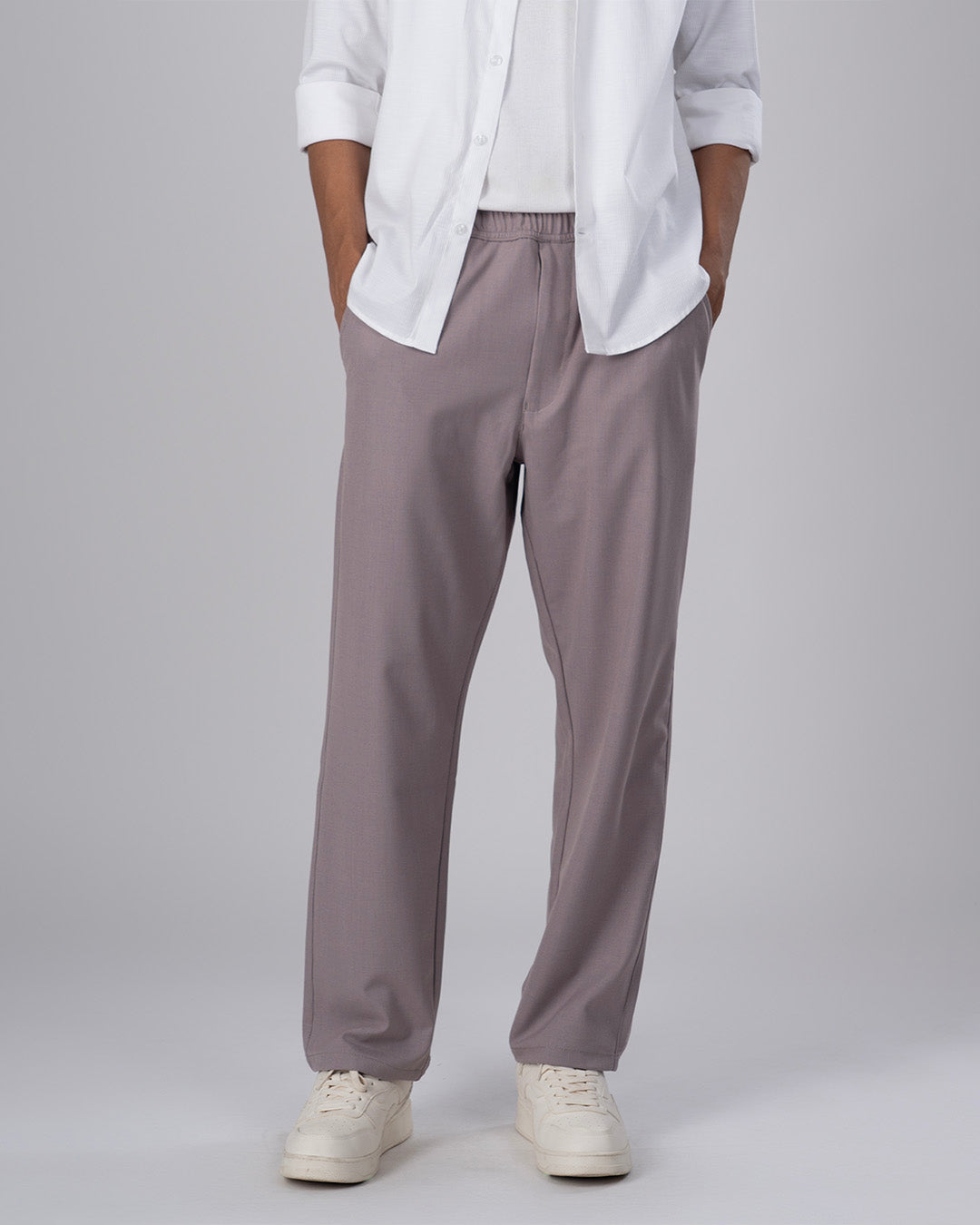 Easy Iron Striped Flexiwaist Relaxed Trouser In Pink