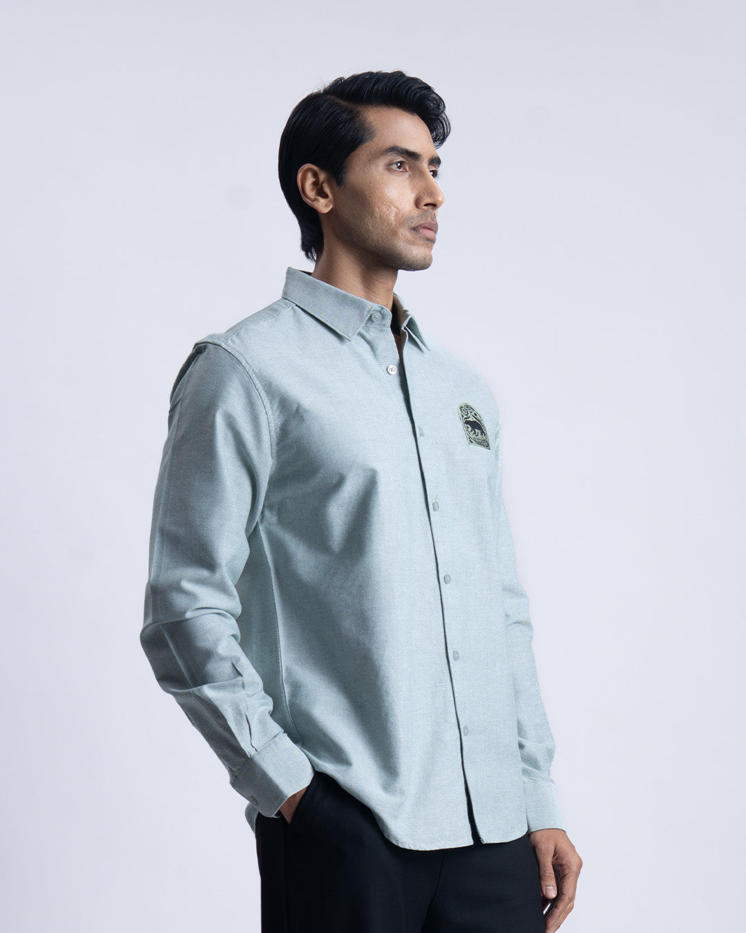 Cotton Oxford Thread Craft Shirt In Green