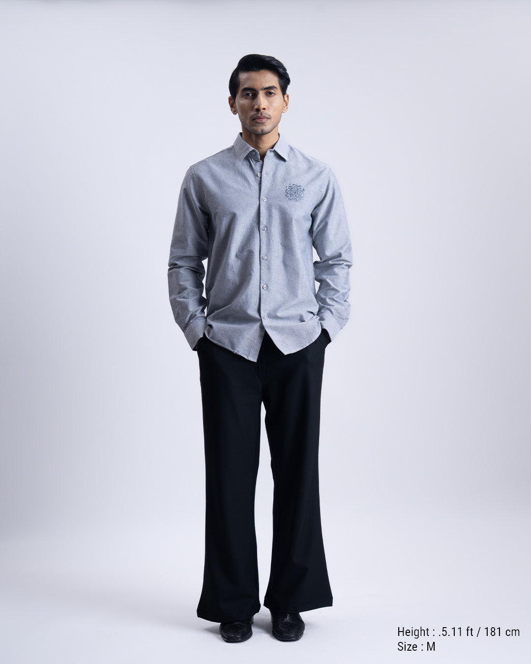 Cotton Oxford Thread Craft Shirt In Grey