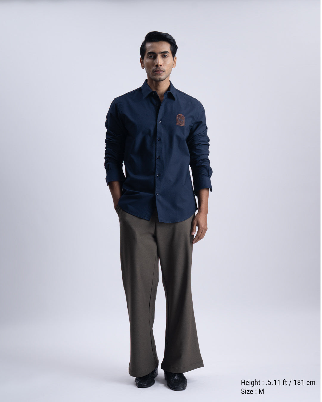 Cotton Oxford Thread Craft Shirt In Navy