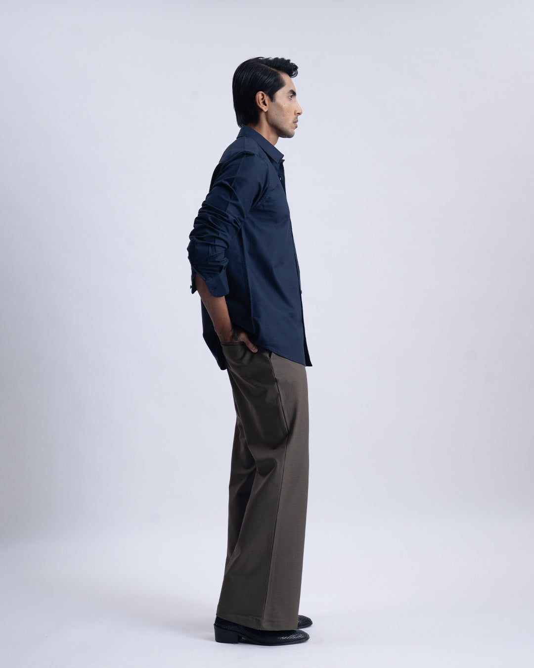 Cotton Oxford Thread Craft Shirt In Navy