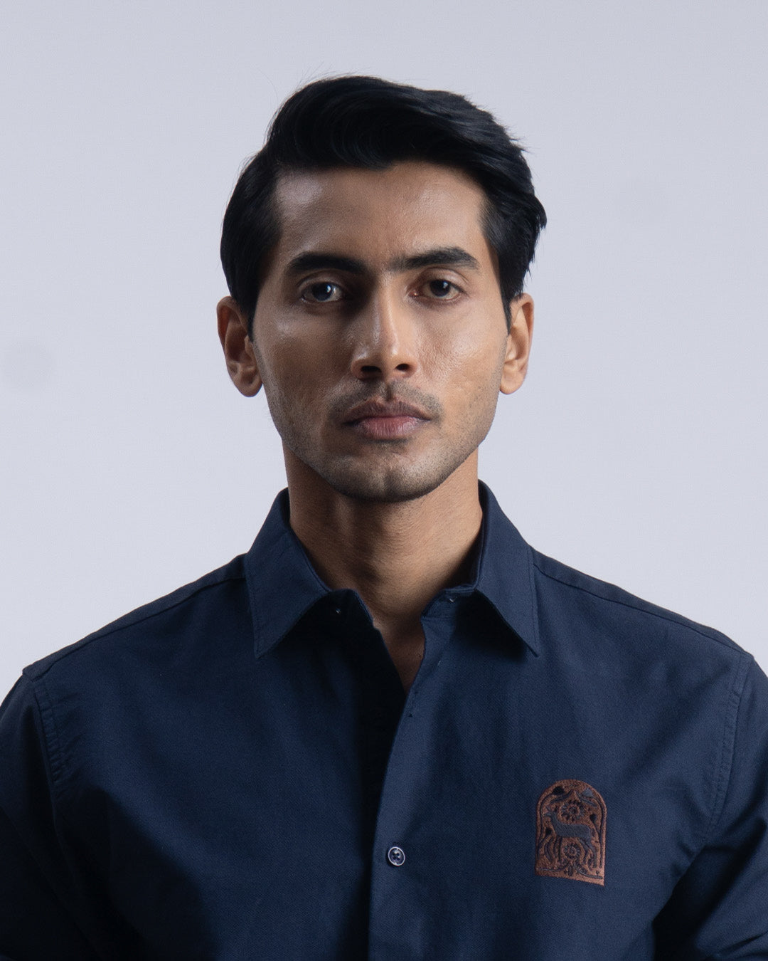 Cotton Oxford Thread Craft Shirt In Navy