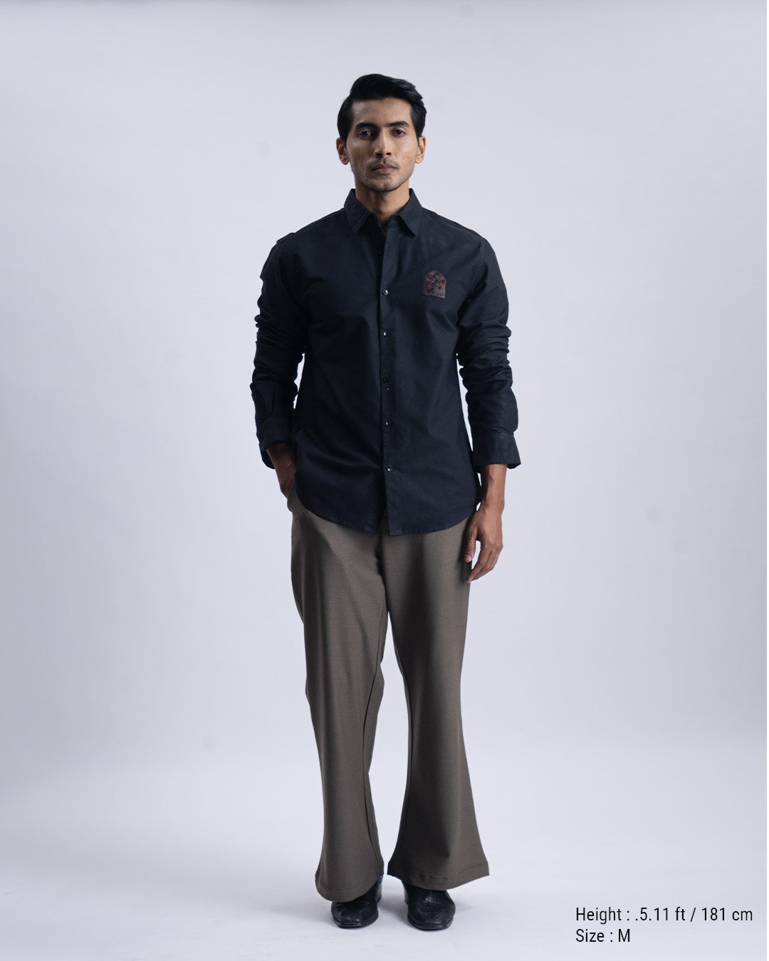 Cotton Oxford Thread Craft Shirt In Black