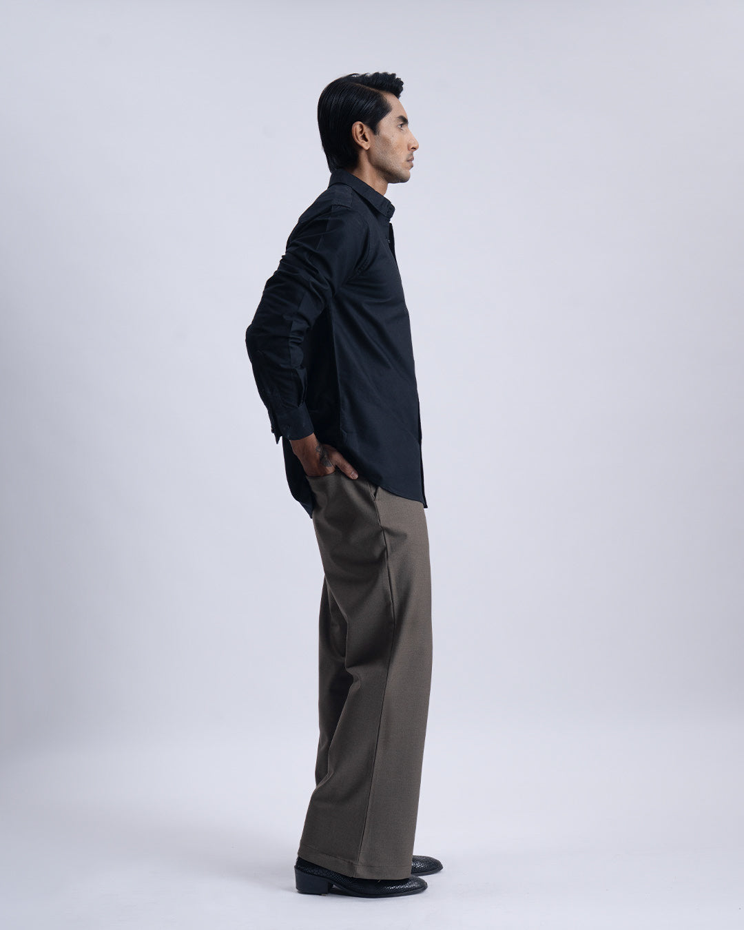 Cotton Oxford Thread Craft Shirt In Black