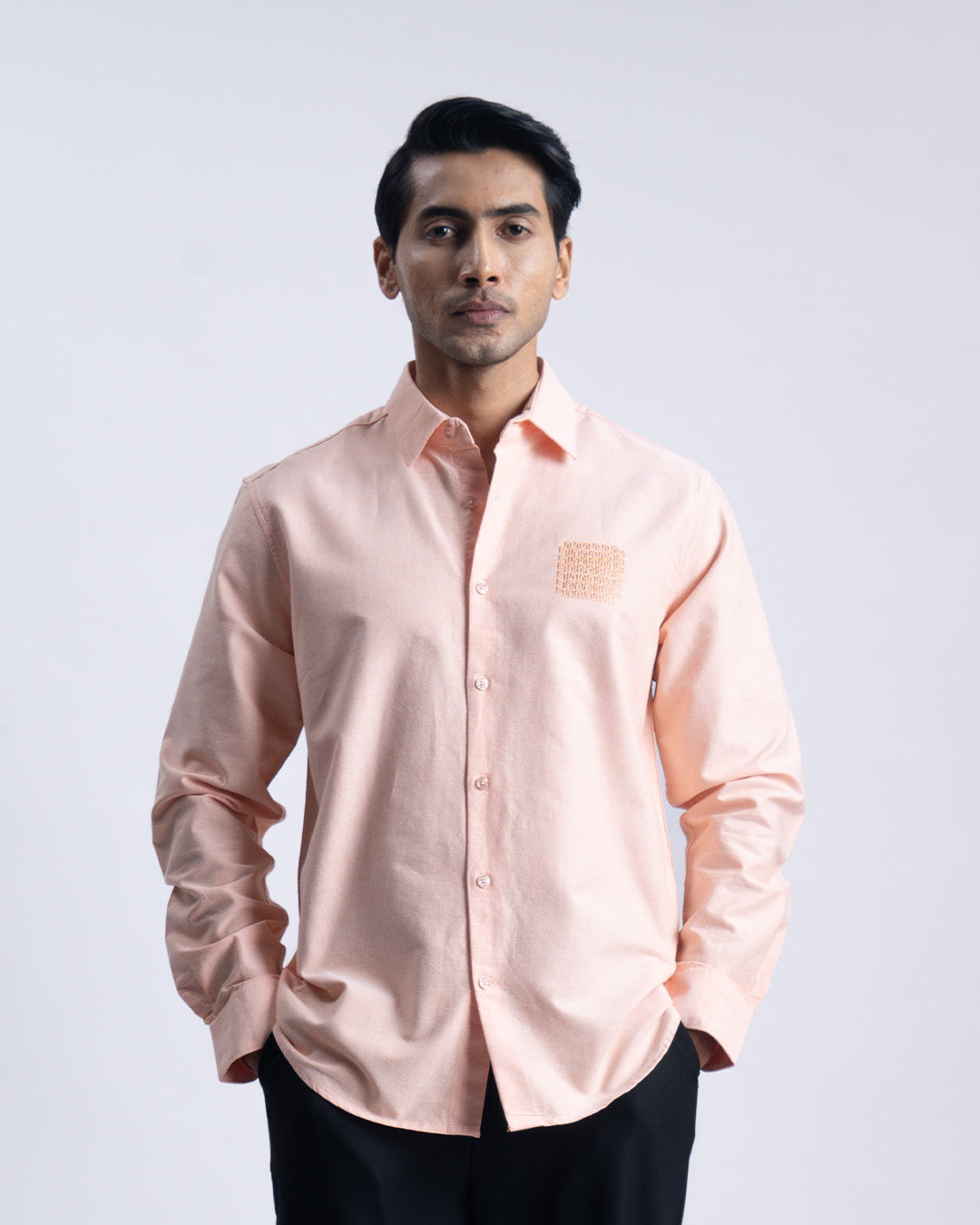 Cotton Oxford Thread Craft Shirt In Orange