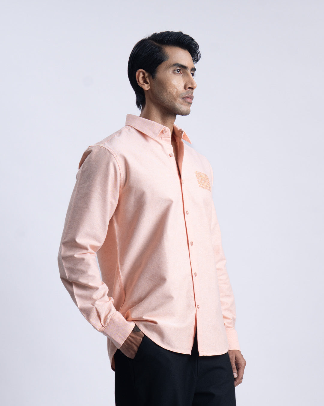 Cotton Oxford Thread Craft Shirt In Orange