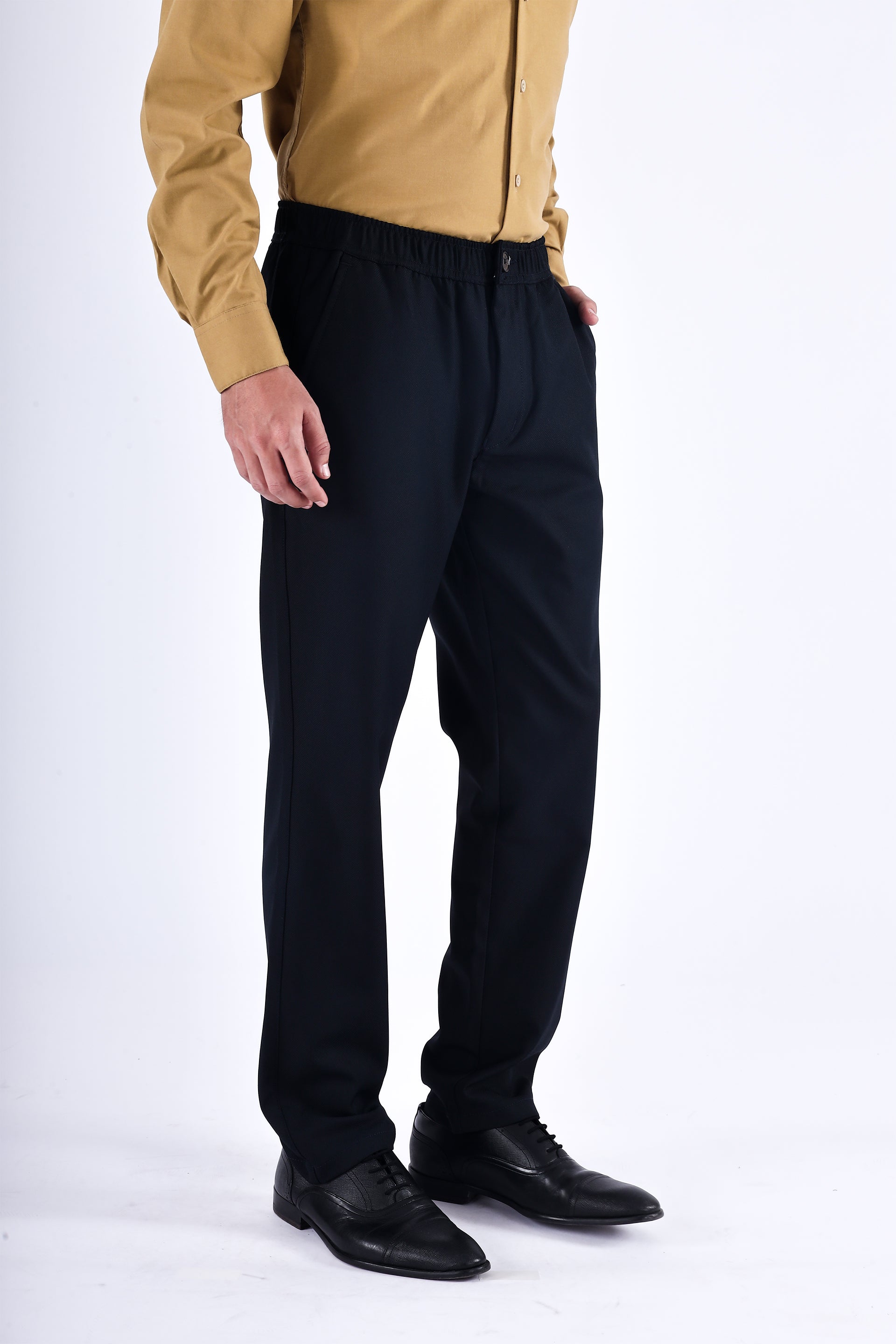 CLASSIC TEXTURED TAILORED TROUSERS IN BLUE