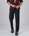 Easy Iron Flexi Textured Tailored Trouser In Navy