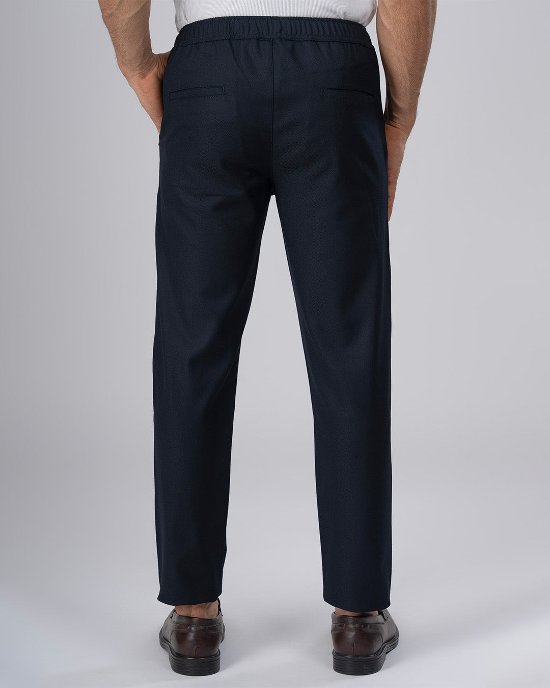 Easy Iron Flexi Textured Tailored Trouser In Navy