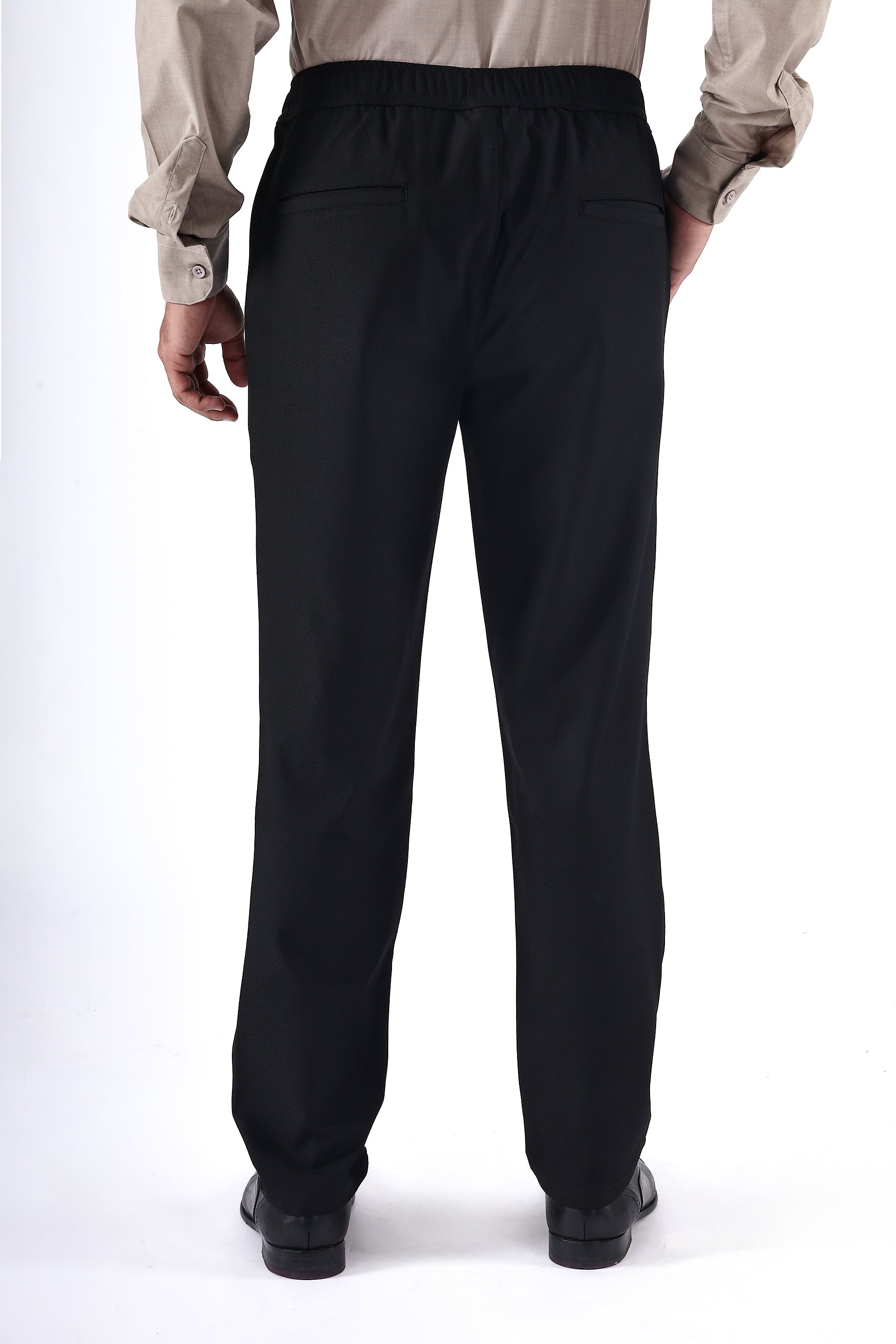 CLASSIC TEXTURED TAILORED TROUSERS IN BLACK