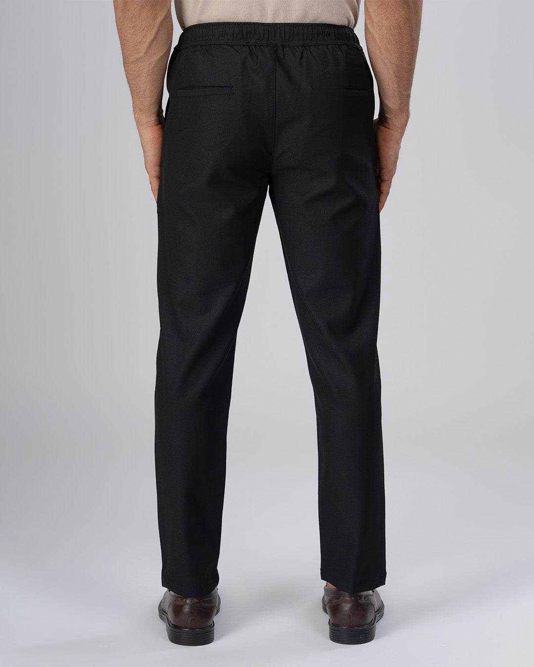 Easy Iron Flexi Textured Tailored Trouser In Black