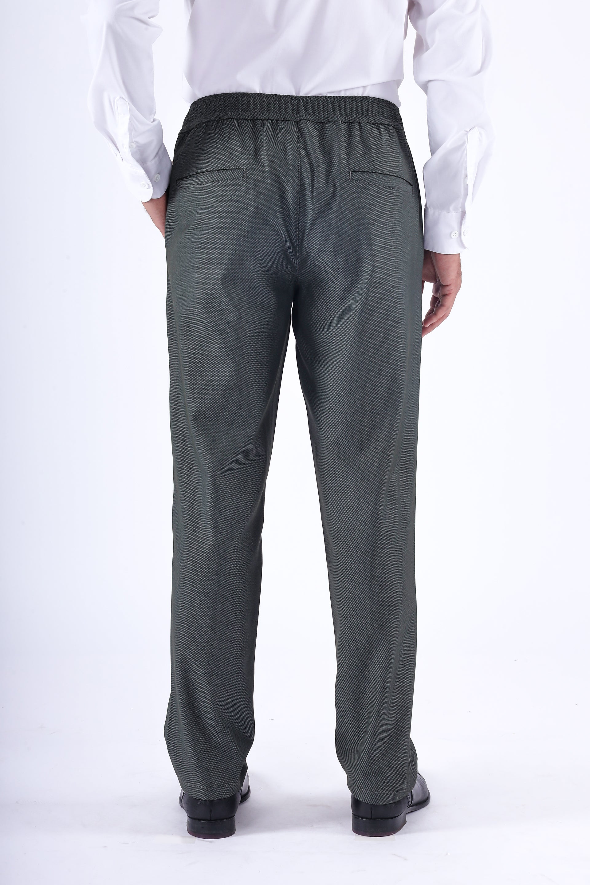 CLASSIC TEXTURED TAILORED TROUSERS IN GREEN