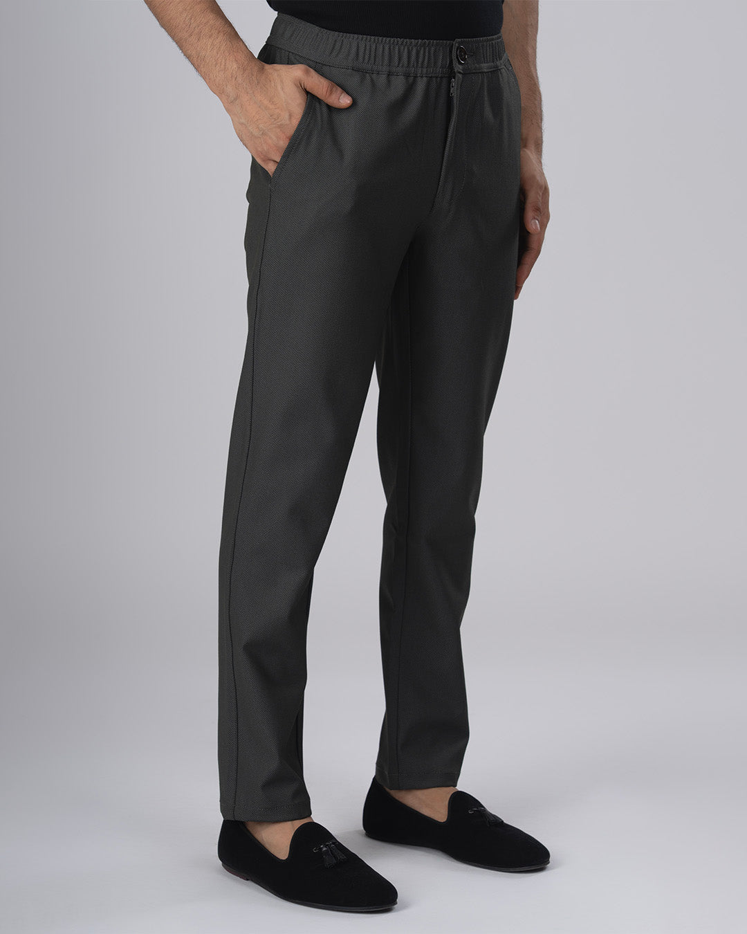 Easy Iron Flexi Textured Tailored Trouser In Olive