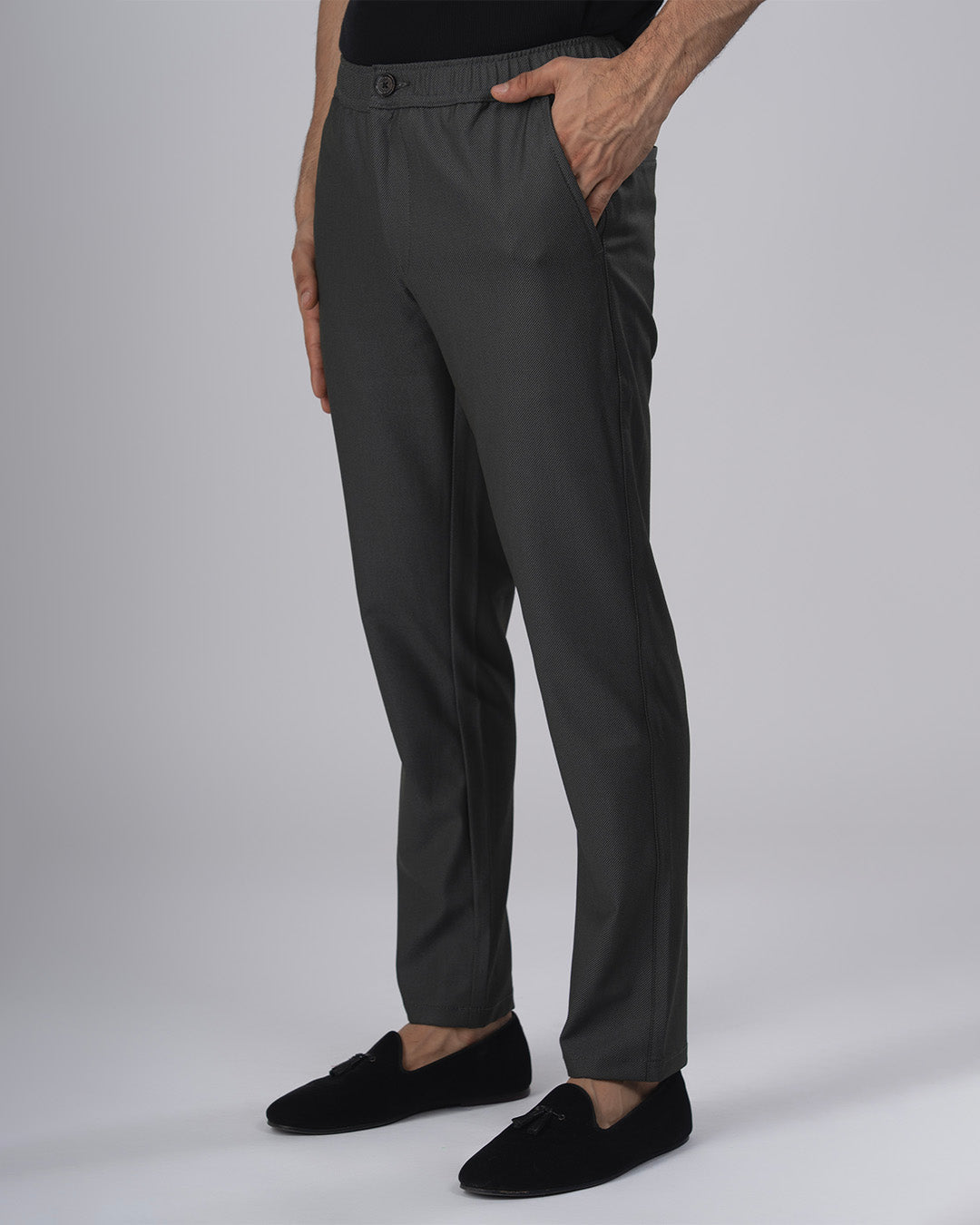 Easy Iron Flexi Textured Tailored Trouser In Olive