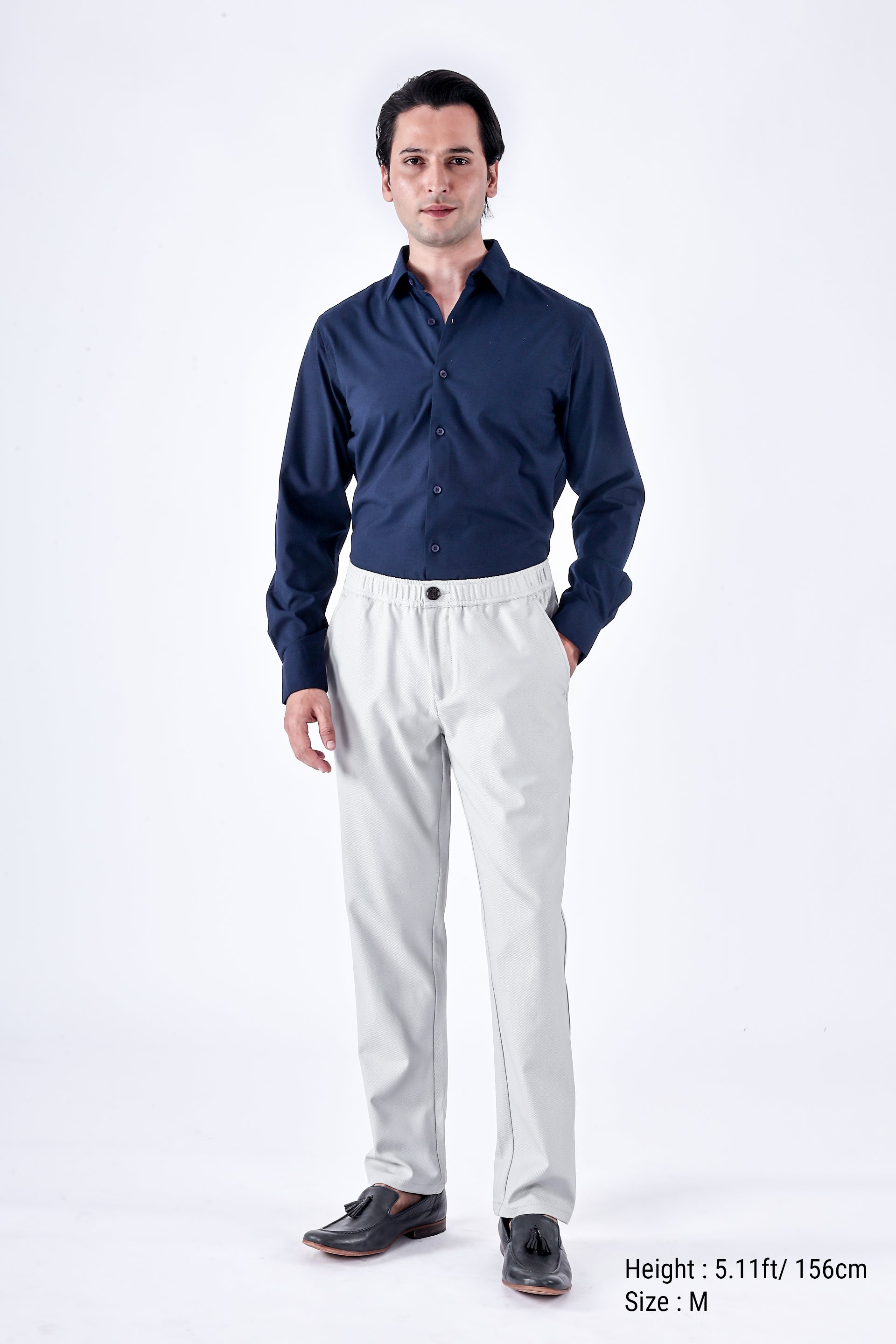 CLASSIC TEXTURED TAILORED TROUSERS IN GREY