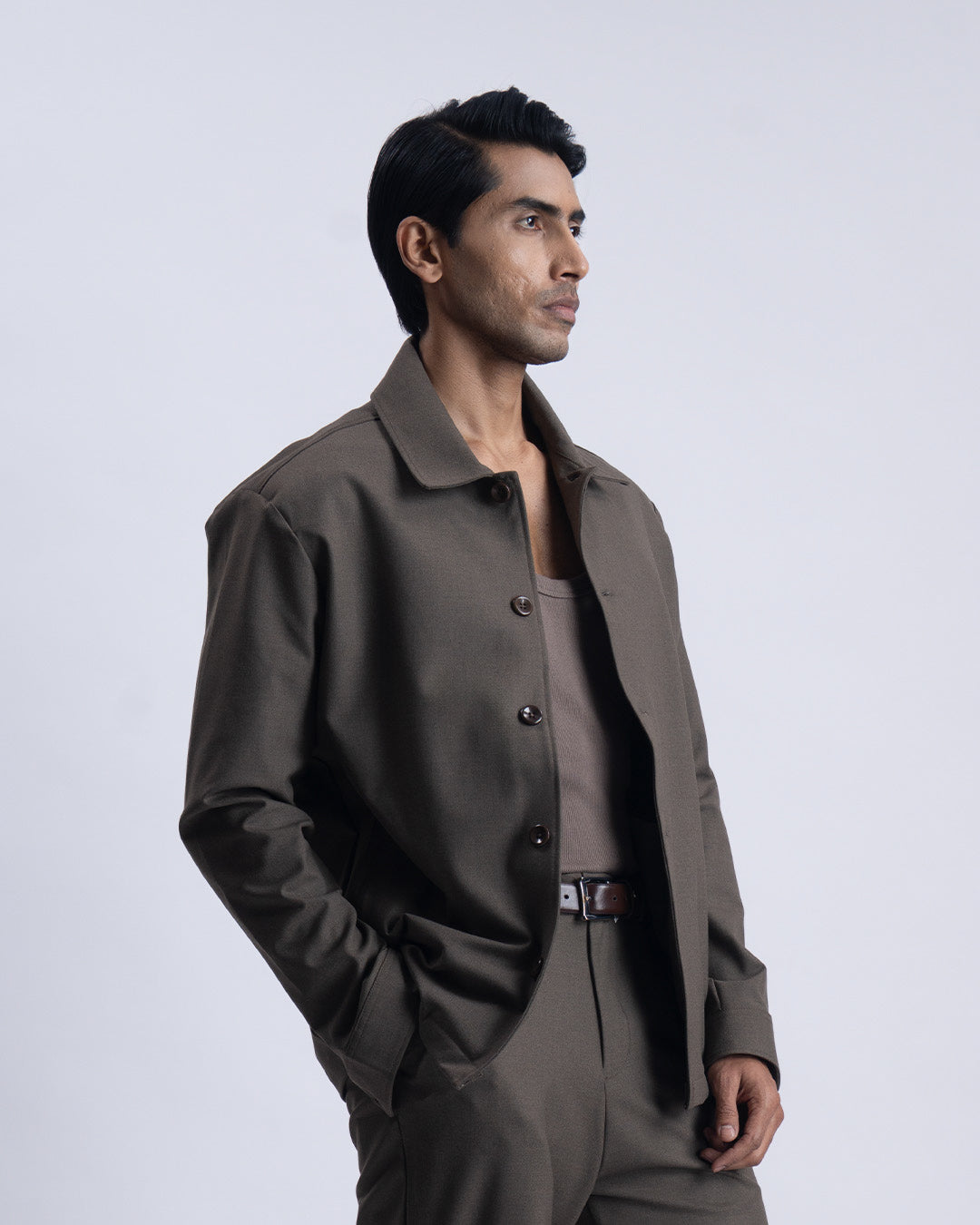Easy Iron Light-Weight Jacket In FurBrown