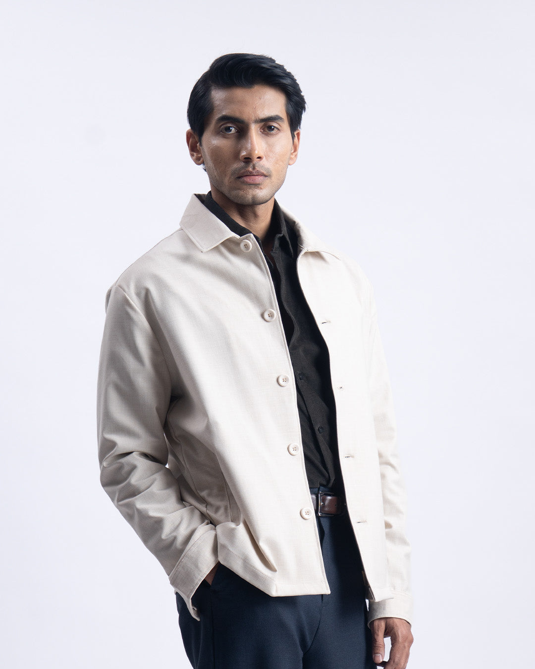 Easy Iron Light-Weight Jacket In Cream