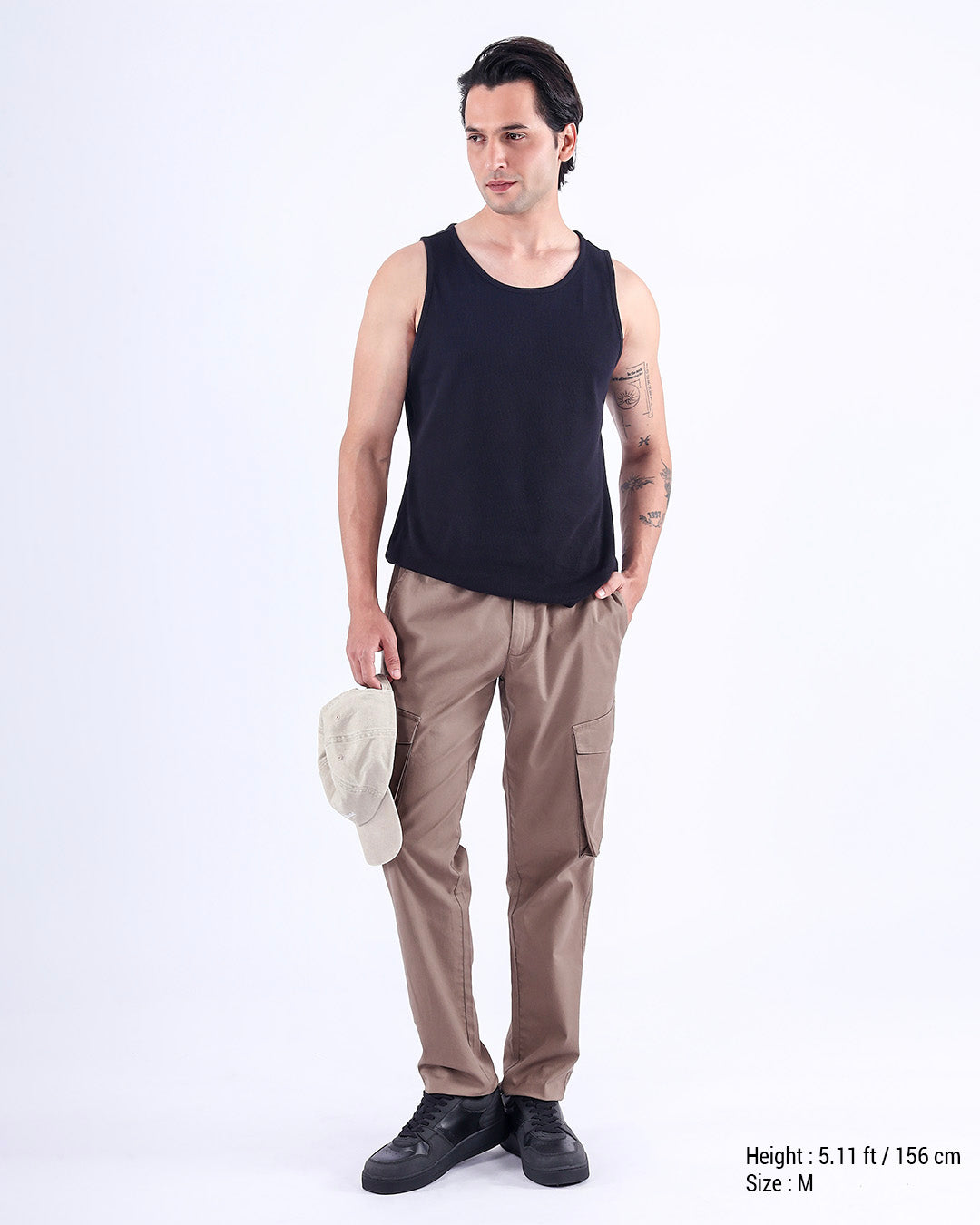 Feather Light Tailored Cargos In Khaki