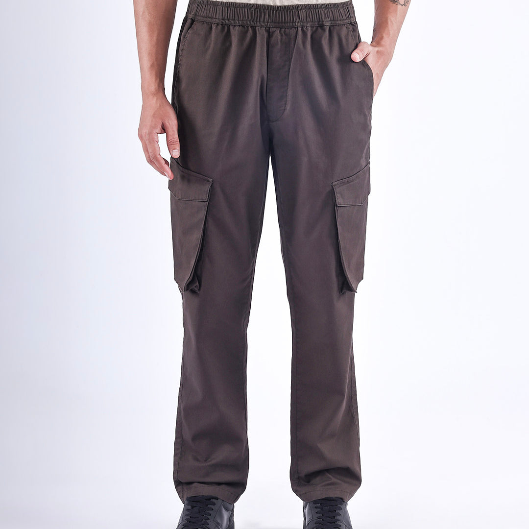 Feather Light Tailored Cargos In Brown